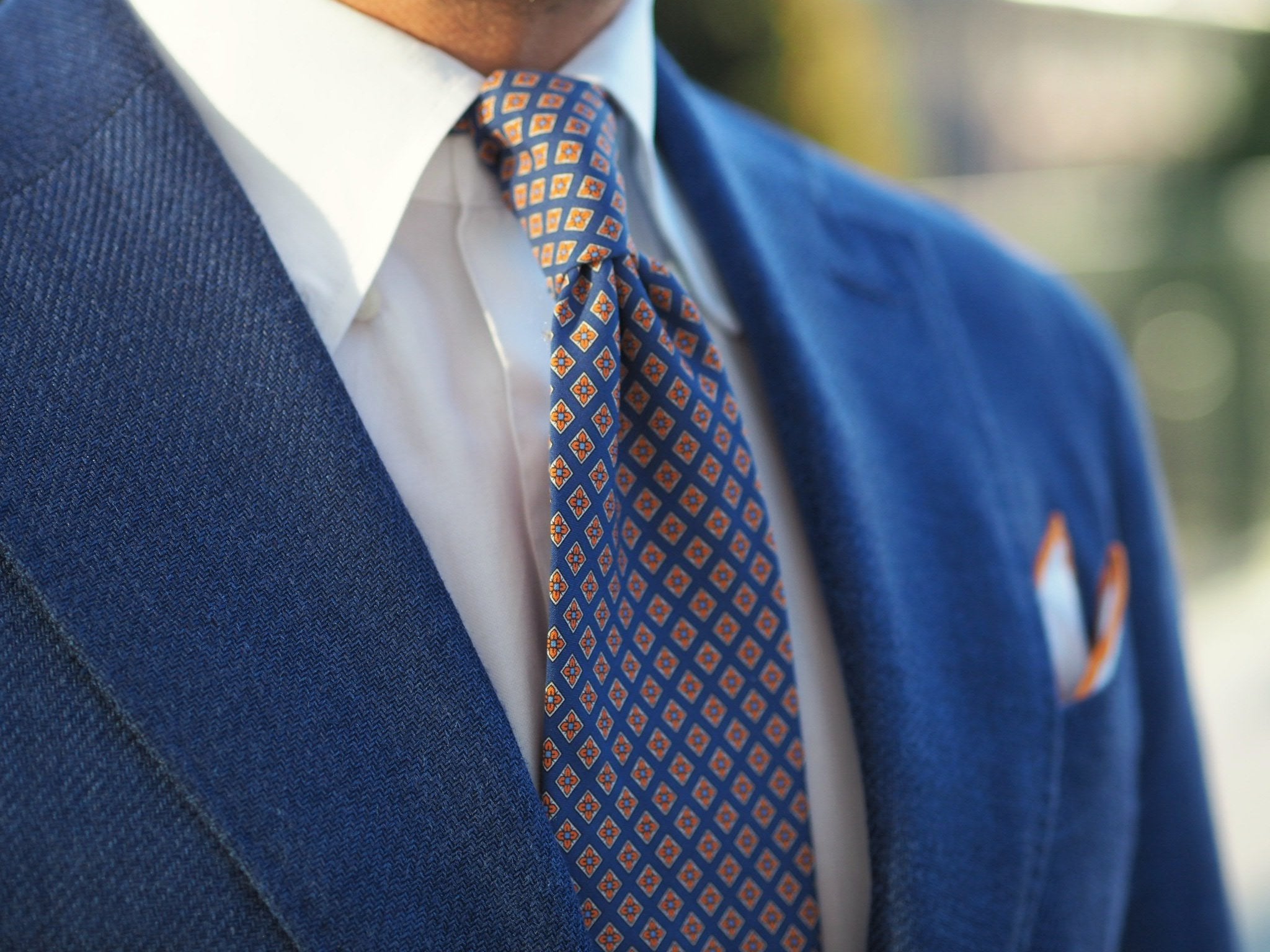 Mid-blue suit jacket as a sport coat - with cotton trousers and denim