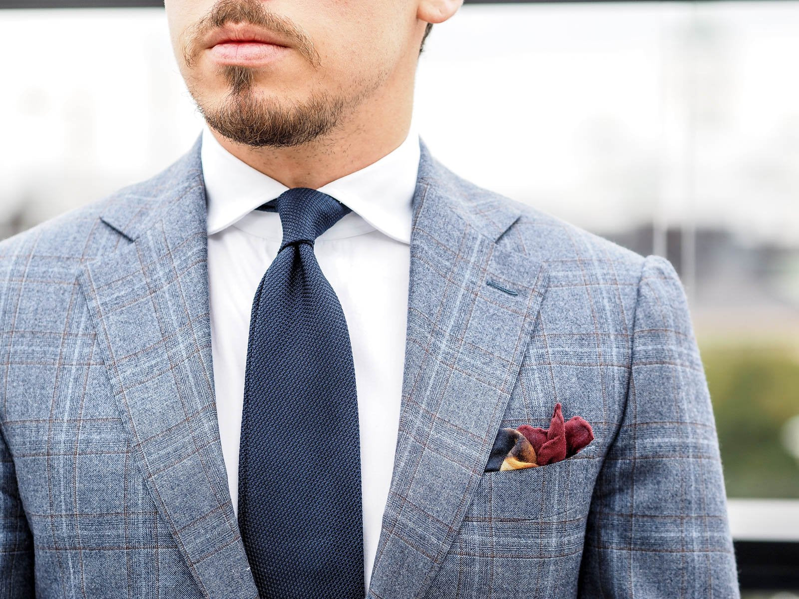 Blue tie with checked suit - outfit of the week