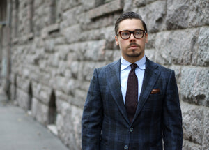 Gray flannel suit with brown overcoat - outfit of the week