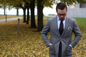 Mid-gray flannel suit with cashmere tie - set for the fall