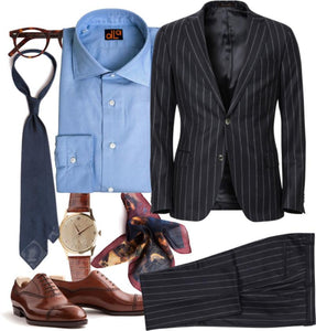 Navy chalk stripe suit - for business and casual wear