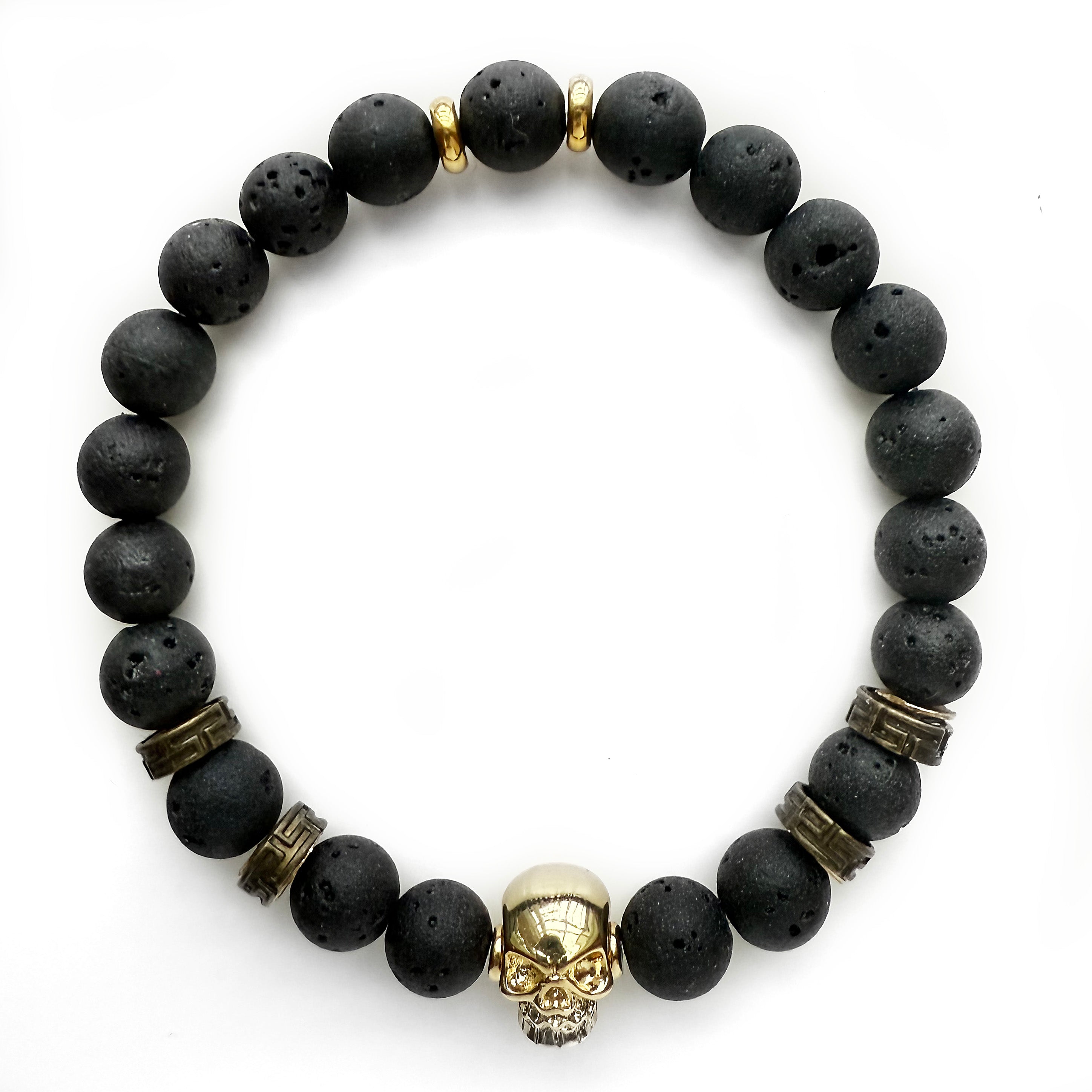 Natural 8mm Gemstone Bracelet, Skull