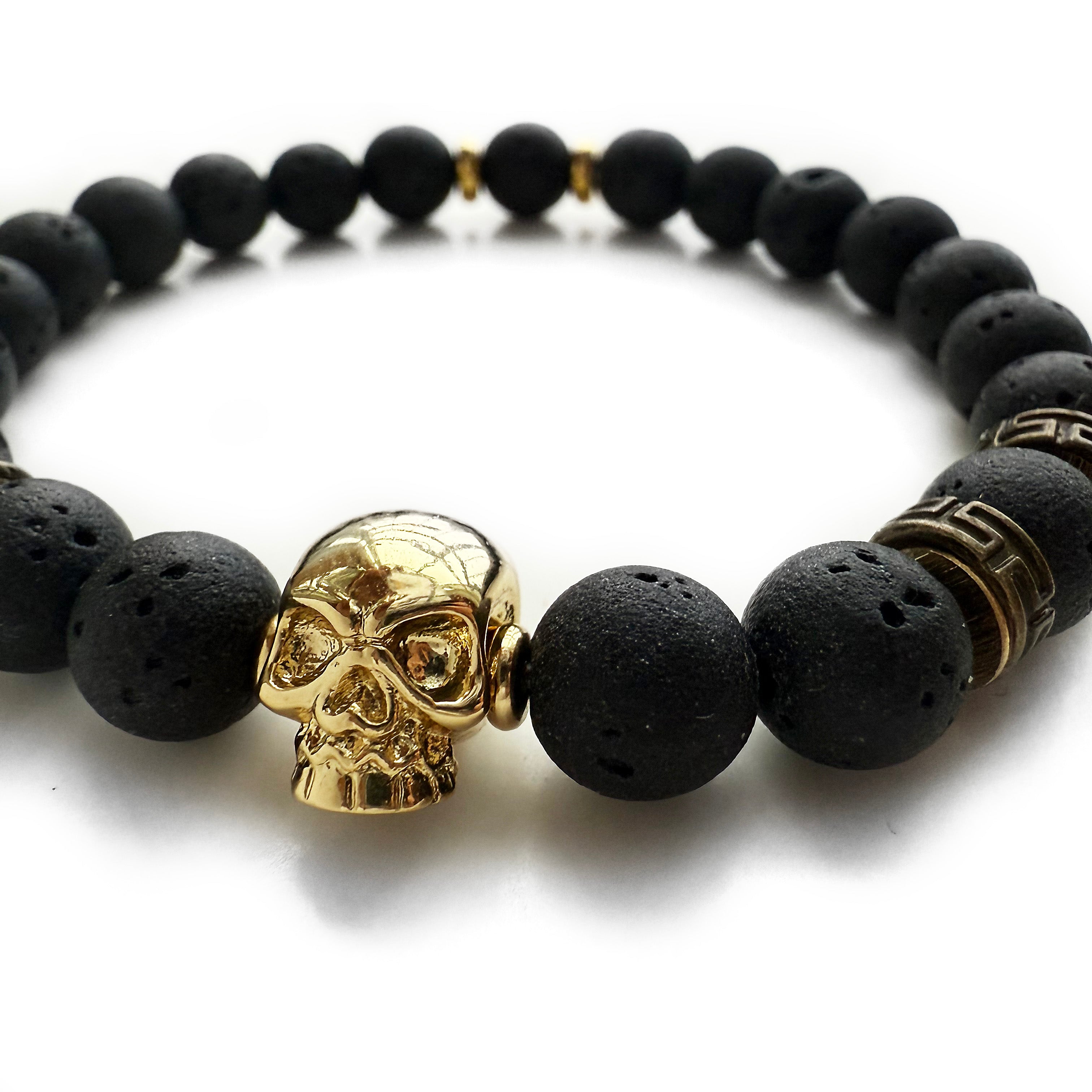 Natural 8mm Gemstone Bracelet, Skull