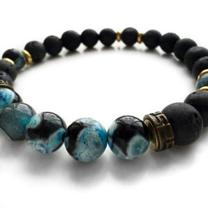 Natural 8mm Gemstone Bracelet, Dark Ocean